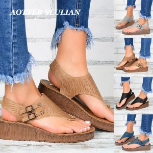 Sandalen vrouwen zomer strand sandalen dames hgih hakken platform wiggen schoenen roma nieuwe mode outdoor casual flop flops sandalia's voor meisje