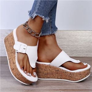 Sandalias Mujer Verano Chanclas Zapatos Mujer Plataforma de cuña Sandalia Damas 7,5 cm Fondo grueso Zapatillas casuales Zapato Negro Rosa 230829