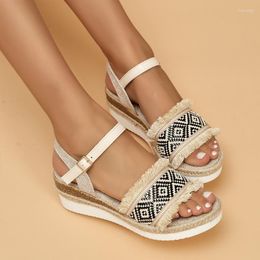 Sandales d'été à talons hauts pour femmes, chaussures élégantes à plateforme, légères, compensées