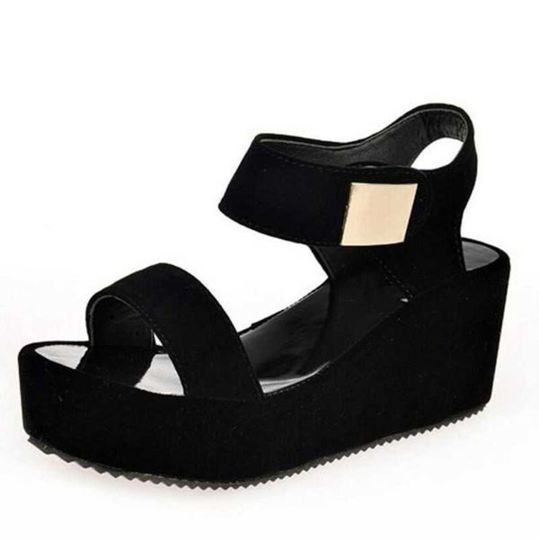 Sandales femmes chaussures d'été femme compensées plate-forme sandales mode poisson bouche Rome sandales blanc noir femmes chaussures 210715