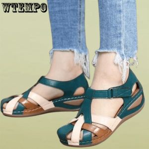 Sandalias Wtempo Ladies Sandals Summer Summer Women's Sandals Sandals de cuña Bunch Foot informal impresa impresa al por mayor Droppish