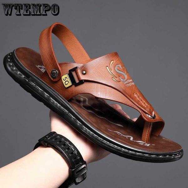 Sandalias WTEMPO para hombre, chanclas de doble uso, zapatos de playa antideslizantes de verano, zapatillas de gran tamaño para hombre, sandalias de uso informal, transpirables L230720