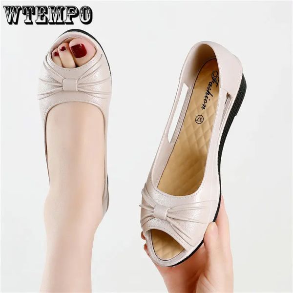 Sandalias WTempo Summer Comfort Wedge Sandals Sandalias de mujeres Peep Toe Flats zapatos para mujeres