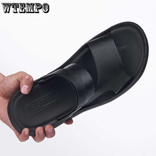 Sandales WTEMPO été chaussures de plage pour hommes givré imitation cuir sandales extérieur double usage antidérapant semelle souple Surface douce hommes pantoufles L230720