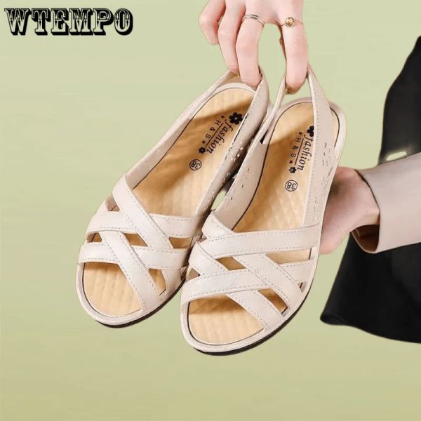 Sandalias Wtempo Mujeres Sandalias Damas Cómodos Flat Flat Oping Beach Zapatos Moda de calzado para mujeres Solterías al por mayor