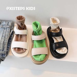 Sandalen xisteps kinderen meisjes jongens zomer sandalen baby lederen sandalen voor meisje platform sandalen biege zwart strand sandalen babyschoenen aa230518