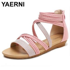 Sandalen Yaerni lente en zomer dwarsriem helling met Romeinse bohemie etnische stijl alle match vakantie dames schoenen 230411