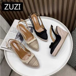 Sandales ZUZI Femmes Espadrilles Compensées 2023 Nouvelles Sandales Arc Creux Chaussures Simples Mode Féminine Pointu Talons Hauts Fond Épais Str J230518 J230519
