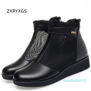 Sandales ZXRYXGS britannique printemps été bottes femmes 2023 grande taille peau de vache maille respirant mode plat sandales à semelles compensées