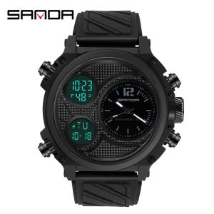 Reloj electrónico SandaSports Wath luminoso para exteriores con doble pantalla, correa de resina con doble visualización de hora, reloj digital