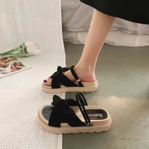 Sandias de Tacon Internet Women Shoes Summer Fairy Style verbeteren modestudentenplatform Roman Lady Sands Flat Shoe 240423