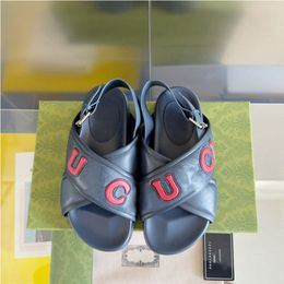 sandales pour femmes sandales de créateurs talons plateforme diapositives pantoufles diapositives femmes chaussures appartements mules en cuir véritable croix curseur sandale sandales tongs chaussure 35-45