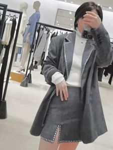 Sandro Blazer diamant femme avec manteau blazer gris à simple boutonnage