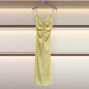 Sandro Women V-Neck Slip Dress Backless Shriveled A-Line lange jurk
