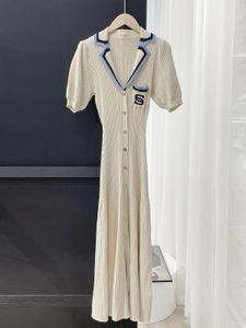 Sandros-jurk 2023 Borduurde V-hals gebreide korte mouw MIDI-jurk Nieuwe whitedress Promdress PartyDress-jurk voor vrouw designer jurk Womandress prom jurk 678