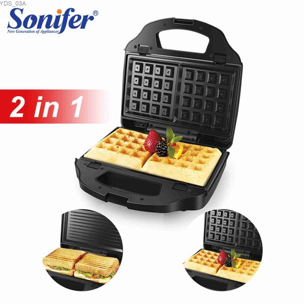 Sandwicheras Eléctricas 2 En 1 Waffle Maker Sand Maker Cooking 750W Electrodomésticos De Cocina Máquina De Desayuno Waffles Sartén De Hierro Antiadherente Sonifer 240227