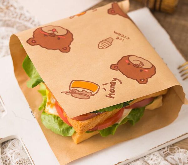 Papier d'emballage pour sandwich, sans pliage, résistant à l'huile, pour hamburgers, utilisation de collations cuites au four pour le petit-déjeuner à la maison, pour un emballage unique