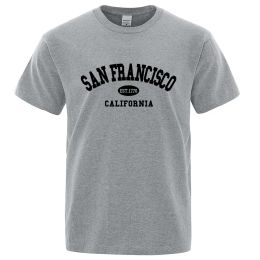 Sanfrancisco Est 1776 Californie Lettre T-Shirts Hommes Mode Tops Surdimensionnés Été T-shirt Lâche Designer De Luxe