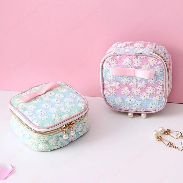 Sac de rangement pour serviettes hygiéniques, jolie fille, cœur en maille brodée, sac de rangement en coton hygiénique, pochette cosmétique de voyage, sac de bijoux de beauté