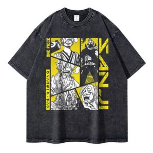 Camisetas de Sanji Camiseta Vintage Washed Anime One pie