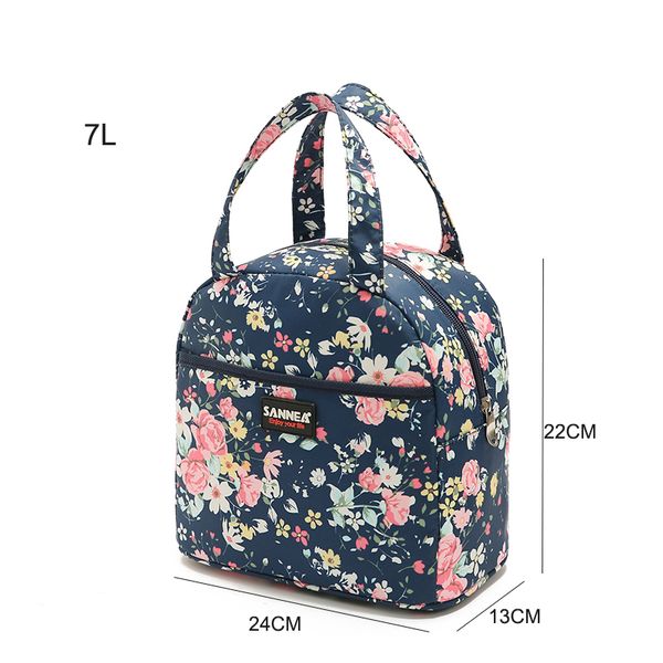 Sanne 7l Serie Flower Sale Hot Bag Bag Portable Aislada Termal Polyéster Oxford Bag Ice Bag Alejo Improte al almuerzo