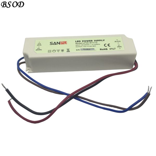 SANPU 30W alimentation LED étanche 12V/24V DC pilote IP67 blanc coque en plastique transformateur de bande LP35-W1