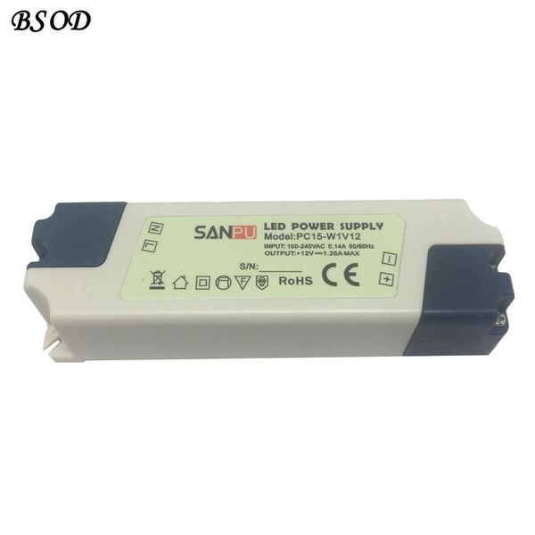 SANPU LED alimentation 12V 15W tension constante sortie unique utilisation intérieure IP44 coque en plastique petite taille PC15-W1V12274C