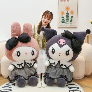 Sanrio Black Kuromi Mymelody Plush Stuffed Dolls Kawaii Cartoon Sofa Cushion Pillow Dark Gothic Lace Toy Birthday Gift For Girls