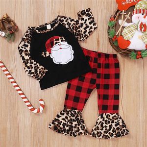 Santa Kinderen Kleding Set Cartoon Print Jongens Kerstkostuum Casual Katoen Kids Pyjama Suit 1-6 Jaar Baby Meisje Kleding G1023