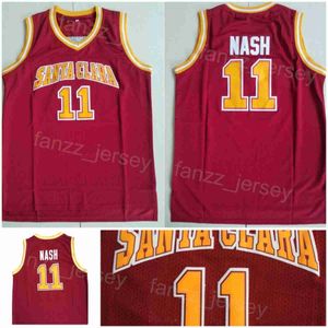 Santa Clara Broncos College 11 Steve Nash Jerseys Basketball University Shirt Team Color Red Para fanáticos del deporte Camisa transpirable Bordado y costura Hombres NCAA