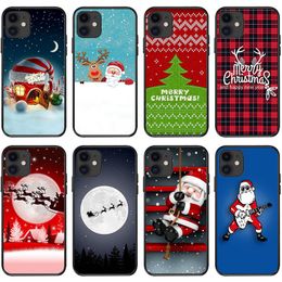 Santa Claus 1,5 mm Fundas de TPU suaves para iPhone 15 14 Plus Pro Max 13 12 11 XS MAX XR X 8 7 6 Navidad Feliz Navidad Regalo Sombrero Árbol Nieve Muñeco de nieve Lindo Encantador Gel negro Cubierta del teléfono Piel