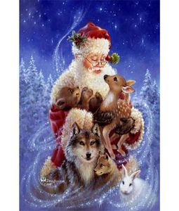 Santa Claus and Animals 5d DIY MOSAIC AIGNELONWORD PEINTURATION DIAMENT PEINTURE CROSSE CROSST TITT