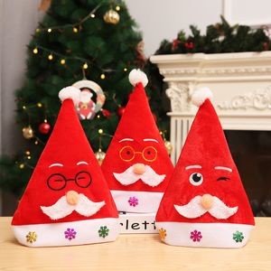 Père Noël barbe lunettes jaunes enfants adultes dessin animé chapeau en peluche parent-enfant nouveaux bijoux
