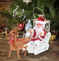 Santa Claus Doll Elk Sled Toy Car Universal Electric Car With Music Children Children Christmas Electric Toy Doll Home Noël Cadeaux de décoration 4459570