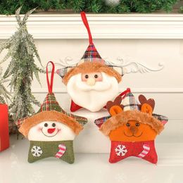 Santa Claus Elk Christmas Tree Decorations Creative Plush Christmas Pentagram Doll Pendant RRE15143