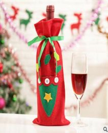 Sacs-cadeaux Santa Claus décorations de Noël Bages de couverture de bouteille de vin rouge