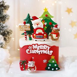 Santa Claus Regal Box Train Tree Merry Christmas Cake Toppers Feliz año nuevo decoraciones de fiestas para hornear
