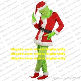 Santa Claus Grinch stal kerstmascotte kostuum volwassen stripfiguur Outfit voetgangersstraat Circularis flyer ZZ7946