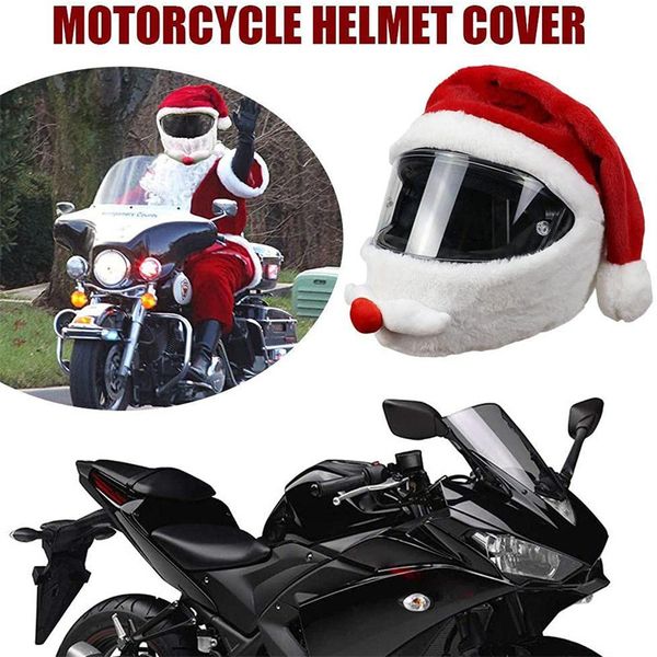 Housse de casque de père Noël, chapeau de noël, housse complète en peluche pour casque de moto, bonne année, housse de casque de noël, 915