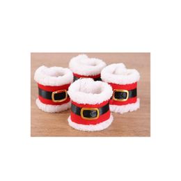 Servilleteros rojos de Papá Noel, cajas de pañuelos de tela de elfo, mesa de cena, banquete, decoración navideña, soporte para servilletas