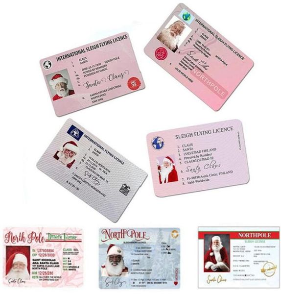Santa Claus Sleigh Riding Licence Cartes de vol Id de Noël Ornement décoration Old Man Driver Licence de divertissement GI8250016