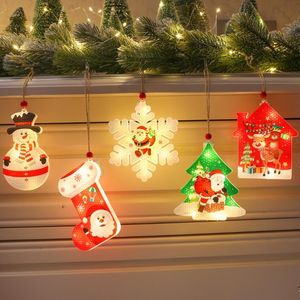 Santa Claus Snowflake Boom Strings LED Licht Kerstmis Decoratie Opknoping Lichten voor Home Ornament Xmas Gift Nieuwjaar 2022 Navidad Decor 2021