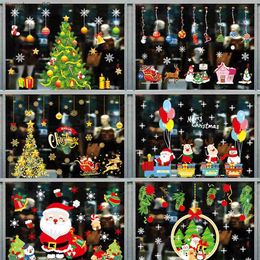 Père Noël Autocollants Joyeux Noël Décorations Pour La Maison 2022 Navidad Xmas Ornements De Noël Fenêtre Autocollants Nouvel An 2023 L230620