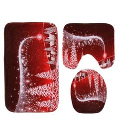 Santa Claus Toiletzit Mat Tapijt Kerstcartoonpatroon Patroon Pad 3 PCSSet Waterabsorptie en Skid Proof tapijttapis DE57647158