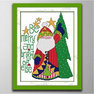 Santa Claus Tree Home Decor Schilderijen, Handgemaakte Cross Stitch Craft Tools Borduurwerk Handelsets geteld Afdrukken op Canvas DMC 14CT / 11CT