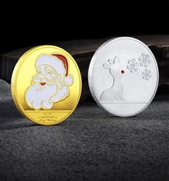 Moneda de los deseos de Papá Noel, colección de recuerdos chapada en oro coleccionable, regalo, conmemorativo de Feliz Navidad FY36084048517
