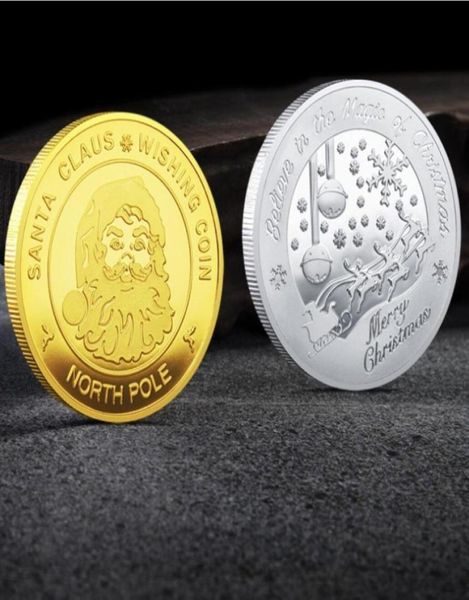Santa Claus Souhaigning Coin Cominable Gold plaqué Souveniour Souvenir Collection North Pole COLLECT MOIER CHOIM COIN COIN3055896