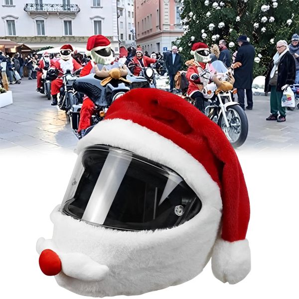 Casque de cyclisme du père noël, couverture de casque de moto de noël, chapeau de sécurité intégral, casquette de course du père noël, cadeaux de décoration de joyeux noël