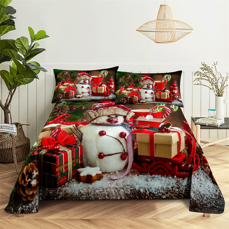 Cadeau du Père Noël 0,9 / 1,2 / 1,5 / 1,8 / 2,0 m Ensemble de literie feuilles de lit et taies d'oreiller lit feuille de lit plat