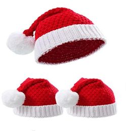 Santa Hat Christmas Party Red White White Winter Pom Beanie Gorra suave para niñas para niñas Adultos 5742431